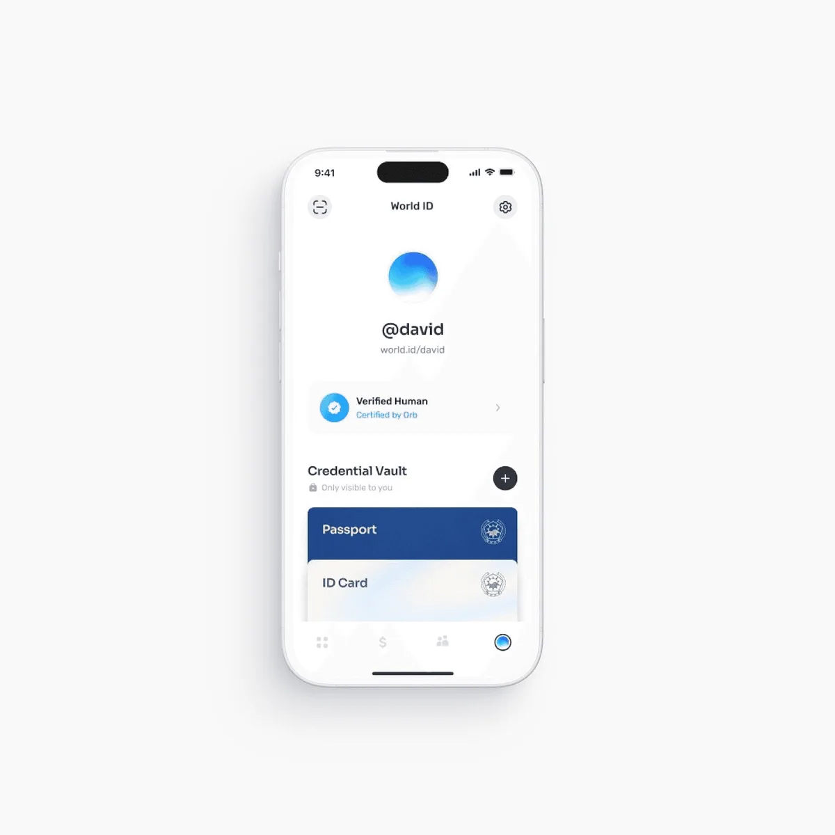 A phone showing the World App